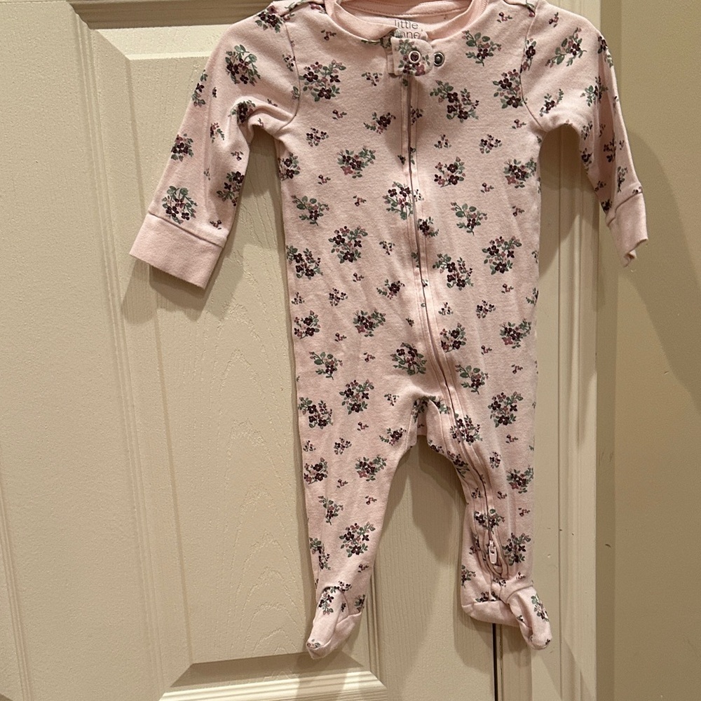 Little Planet Pink Floral Zip-Front Footed One-Piece